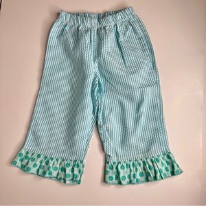 The Bailey Boys Seersucker Polka Dot Ruffle Trim Pants Size 3T
